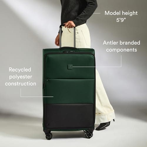ANTLER - Soft Stripe 2.0 Large Suitcase - Durable, Lightweight & Expandable, 4 Spinner Wheels - Adjustable Handle, TSA Lock, 81cm - Antler Green — view 4
