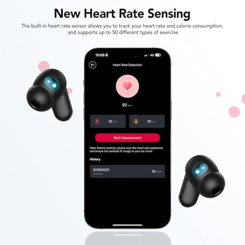 BNARQP MS112 AI Translation Earbuds Real Time, 135 Language Translator Earbuds, Heart Rate Sensing Audifonos Traductores Inglés Español, 4-in-1 Translating Bluetooth Headphones for Travel Black — view 3