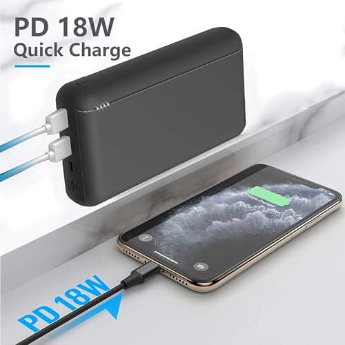 Power Bank 20000mAh, Fast Charging Portable Charger,22.5W Powerbank 2 Output 3 Input External Battery Pack Compatible with iPhone Samsung Galaxy Huawei iPad and More (Black(20K)) — view 2