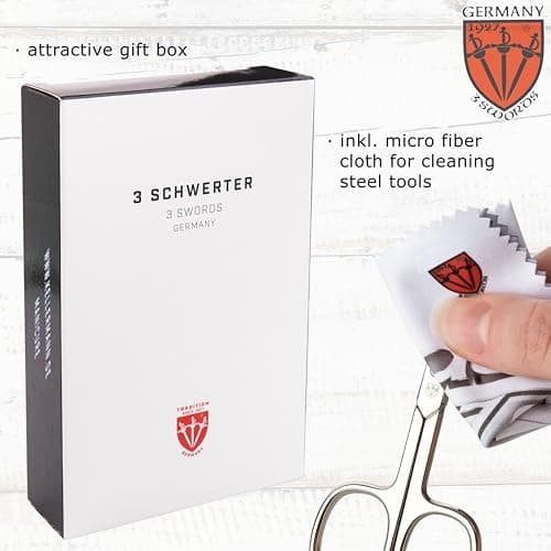 3 Swords Germany - brand quality 3 piece manicure pedicure grooming kit set for professional finger & toe nail care scissors file genuine leather case in gift box, Made by 3 Swords (000378) — view 5
