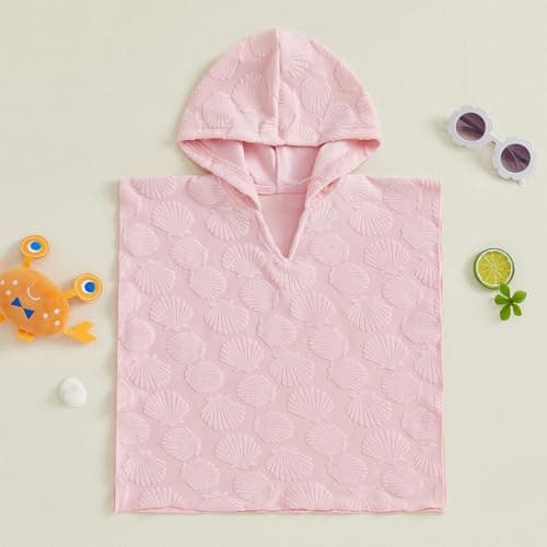 Niceyoeuk Baby Hooded Swimming Poncho Towels Changing Robe Towelling Beach Cover Up (Pink, 6-12 Months) — view 3