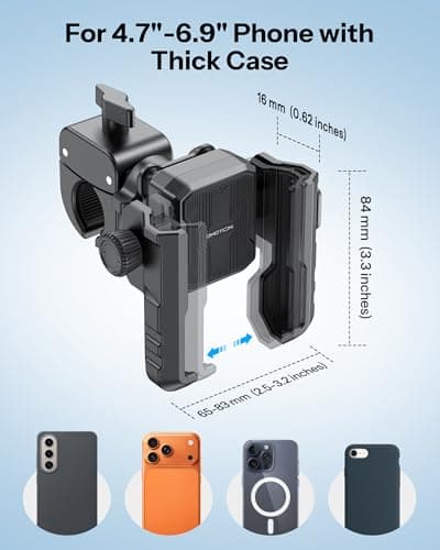 OMOTON BK01 Motorcycle Phone Mount, Anti-Vibration, Handlebar & Mirror — view 6