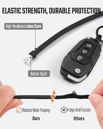 KeyUnity KC05 Cell Phone Lanyard, Anti Theft Phone Strap with Multi-Tool Carabiner, Keychain Lanyard Stretchy Tether (Black) — view 5