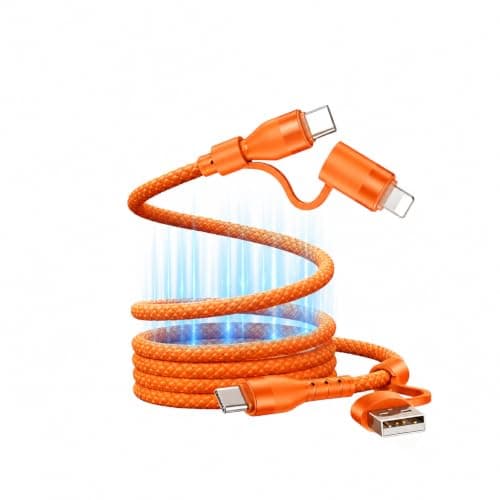 NEWZEROL 100W Magnetic 4-in-1 Charging Cable for iPhone, MacBook, Samsung