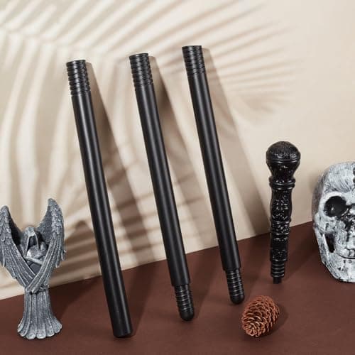 GORGECRAFT Victorian Cane Prop Halloween Cosplay Vintage Walking Stick 116cm Long Antique Plastic Punk Scepter Costume Prop with Black Round Top Knob Pretend Play Royalty Wand for Themed Events Stage — view 4
