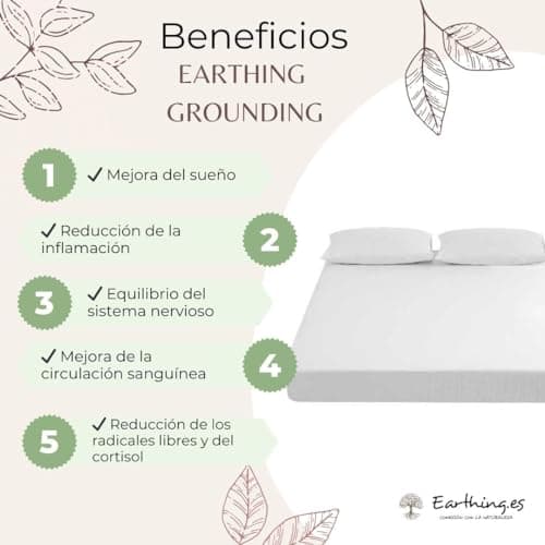 Earthing Grounding Organic Cotton Sheets with Silver Fibre - Ground Connection with Cable and Adapter - Stress Reduction, Better Sleep and Renewed Energy (Double Bed 200 x 200 x 200 x 200 cm) — view 2
