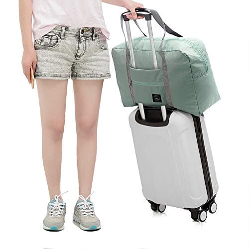 (2 Pack) Foldable Travel Duffel Bag, Waterproof Airlines Carry On Luggage Bag, Lightweight Travel Luggage Bag for Sports, Gym, Vacation (Light Blue, Light Pink) — view 6