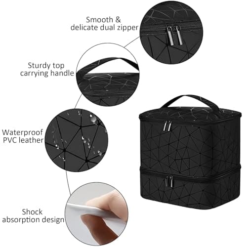 Double Layer Travel Nail Organiser, Makeup Bag Vanity Carrying Case for 30 Bottles — view 3