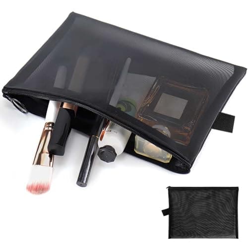 Travel Toiletry Bag,Large Capacity Makeup Bag with Zipper,Transparent Cosmetic Pouch for Travel Airport Security Beach Gym(2Pcs/9.45x7.09inch/Black)
