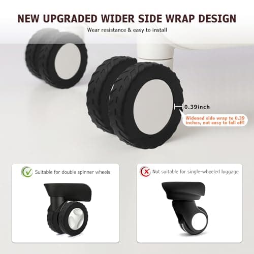 XYOFUN Luggage Wheel Covers, Anti Dust & Scratch, for 2-2.4" Wheels - Black — view 2