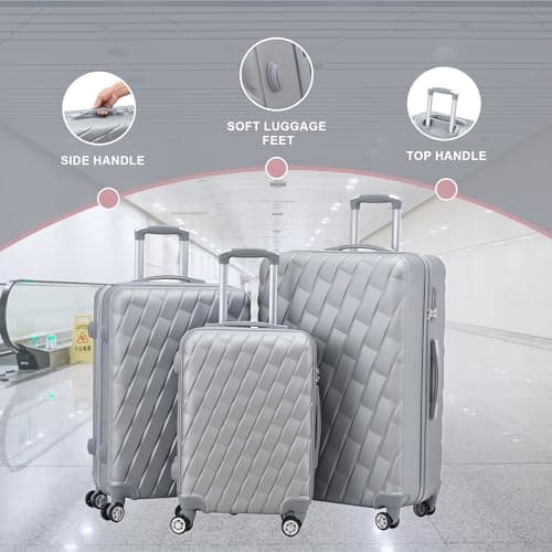 RMW Cabin Suitcase Hard Shell | Lightweight | 4 Dual Spinner Wheels | Trolley Cabin Bag | 20" Carry On Suitcase Luggage | Combination Lock | (Silver) — view 3