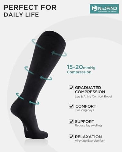 Niofind Compression Socks for Women & Men, 15–20mmHg, Knee High — view 3