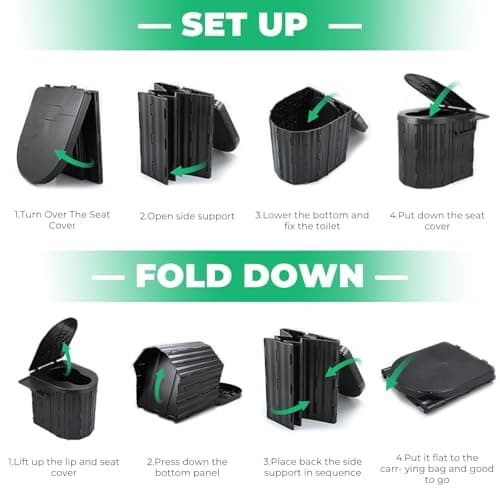 Camping Toilet, Portable Folding Toilet with Lid & Paper Holder for Adults — view 6