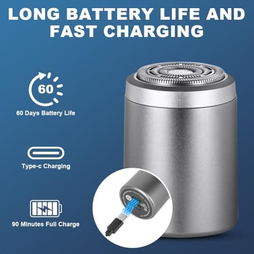 AOOWU Mini Portable Electric Shaver, Electric Mini Shavers for Men, Compact Electric Razor for Men, Waterproof Portable Shaver, USB Rechargeable Shaver Electric Beard Trimmer for Home Travel Business — view 6