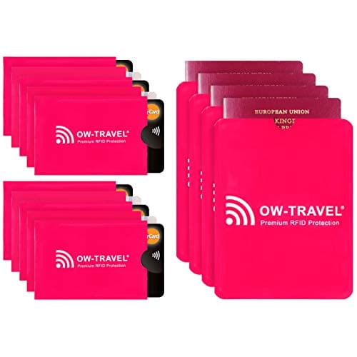 OW-Travel RFID Card Sleeves 10 Pcs, Passport Holders 4 Pcs, TUV Certified