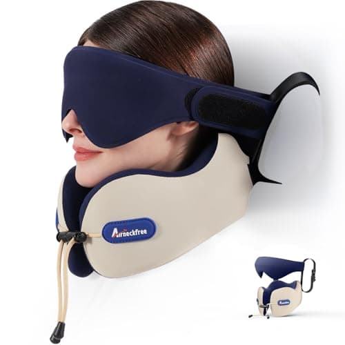Air Neck Free Travel Neck Pillow for Airplane,Memory Foam,3D Eye Mask