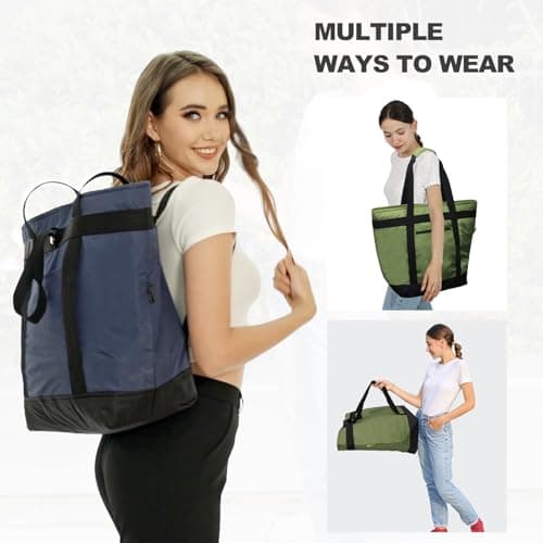 BeeGreen Insulated Cooler Bags for Picnic Grocery Travel Shopping Soft Cold Bag Large Collapsible Freezer Cooler Foldable Food Lunch Bag with Zipper Leak Proof Fish Bag Foam Cooler Gift Teal — view 4