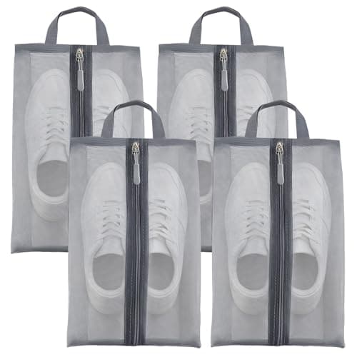 4 Pcs Shoe Bags for Travel,Travel Shoe Bags,Shoe Storage Bags for Lightweight and Breathable,Mesh Shoe Pouch with Zipper and Handle,Unisex Shoe Pouch for Fitness,Travel or Home Storage (16inx10in)