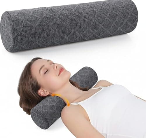 Pyxovixar Cervical Neck Roll Memory Foam Pillow,Removable Cover17*4.7"