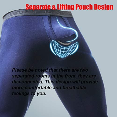 Ouruikia Men's Thermal Underwear Pants Modal Long Johns Tagless Lightweight Thermal Bottoms Separate Pouch (Black, Large) — view 4