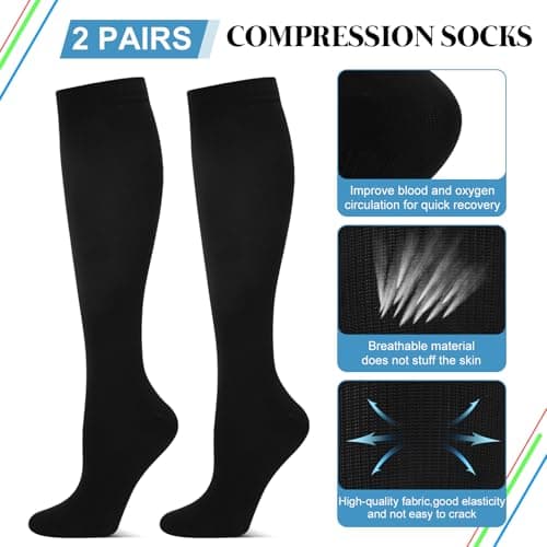 Zuimei 2 Pairs 20-30 mmhg Compression Socks for Women Men — view 3