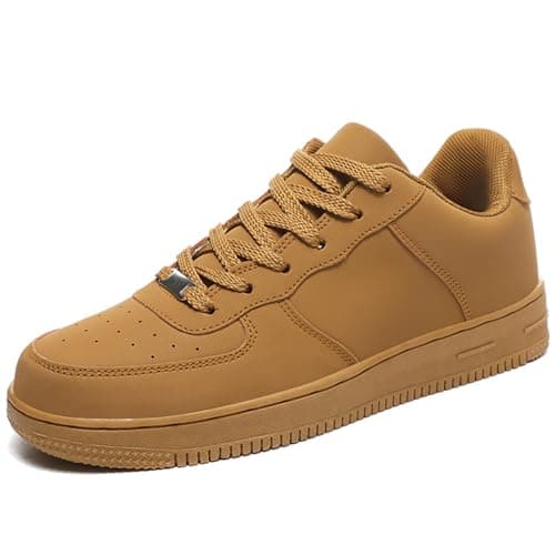 LECYGNB Men's Casual Fashion Trainers Sneakers Comfortable Breathable Lightweight Lace-Up Walking Shoes Brown UK 9