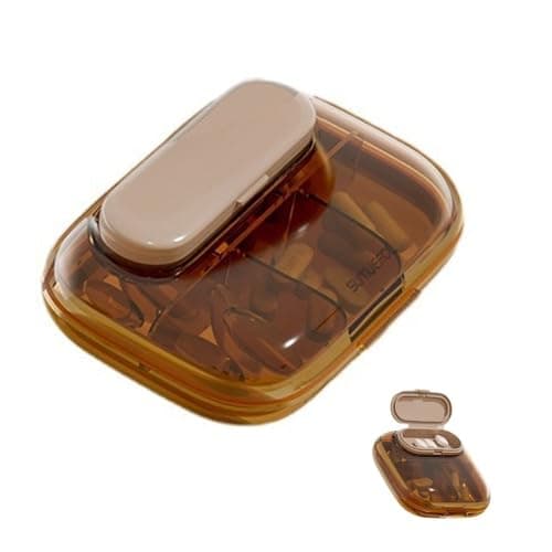 Bamily Pill Organiser, Pill Box, 6 Compartments BPA-Free Food-Grade Plastic, Moisture-Proof Portable Detachable with Silicone Ring Snap Lock, for Travel Pocket Purse Daily Vitamin Medication Storage