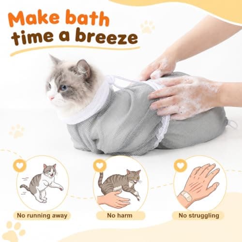 Zyghjort Cat Mesh Bathing Bag, Adjustable Breathable Cat Bath Bag — view 4