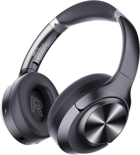 Monodeal Hybrid Active Noise Cancelling Headphones with 5 ENC Mic,Headphones Wireless 200H Playtime,Bluetooth Headphones 6.0 for Travel Workout,black