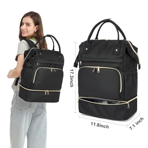 seyfocnia Gym Backpack for Men, Waterproof Sports Backpack With Shoe Compartment Lightweight Workout Trainning Back pack Casual Travel Daypack(Black and Gold 20inch) — view 4