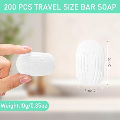 200 Pcs Travel Bar Soap 0.35 oz Mini Soap Bars Individually Wrapped Hotel Small Soap Bars Face and Body Amenities Toiletries for Inns and Hotels Vacation — view 2