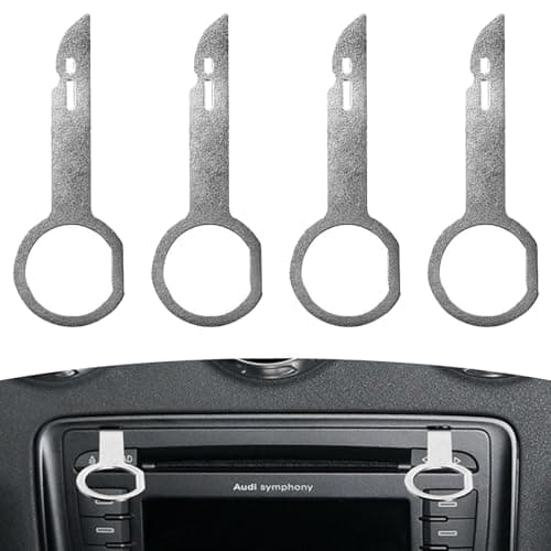 4 Pcs Radio Removal Tool Keys, Radios/DVD/CD Release Key Extraction Tools, Stainless Steel Pin Stereo Adapter Disassembly Tool, Universal Media Player Pins for Audi VW VolksWagen (Silver)