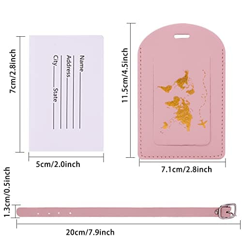 Udewo 3 Pcs Leather Baggage Labels, Luggage Tags Personalised Leather Luggage Tags Suitcase Labels Tags Travel Labels Tag Holder for Luggage Cruise Waterproof Travel Accessories — view 2