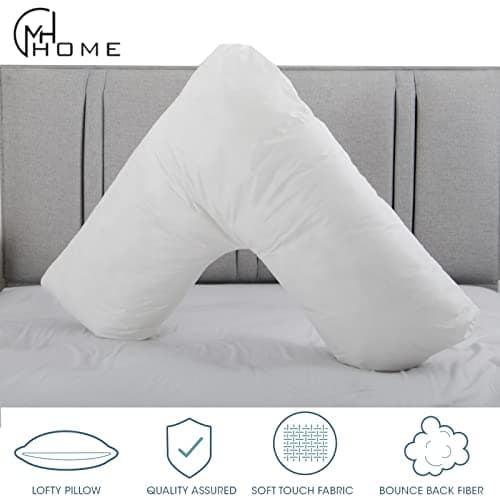 MH Home Luxury Filling V Pillow With Pillowcase - Orthopedic Supportive Pillow For Neck, Back & Shoulder - Pregnancy Nursing Support Shaped Pillows - Premium Hollowfiber Filling & Machine Washable — view 5