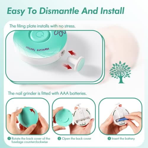 Brencco Electric Nail File for Baby with Six Interchangeable Grinding Heads, Low Noise Newborn Nail Trimmer — view 6