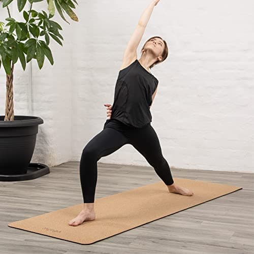 Myga Cork Yoga Mat – Natural Non-Slip Eco-Friendly Cork & Rubber Yoga Mat for Hot Yoga, Pilates & Fitness – Lightweight Travel Exercise Mat for Men and Women | 183 x 66cm — view 2