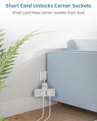 Multi Plug Extension 3 Way 3 USB with Flexible Plug, Mscien Individual Switched Socket Extension Adapter, Plug Extension Adapter — view 4