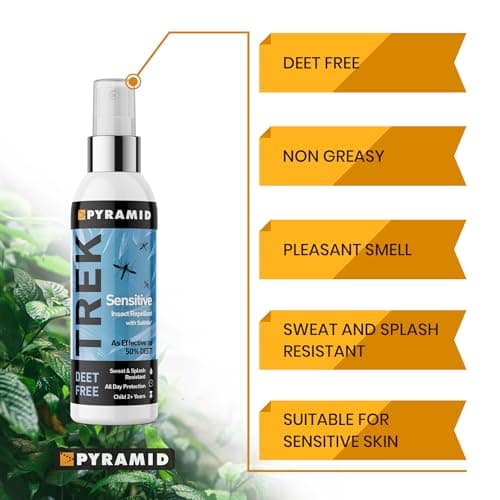Pyramid Trek Insect Repellent Spray for Sensitive Skin - 100ml DEET Free Mosquito Repellent with Saltidin - Non-Greasy, Sweat & Splash Resistant - Up to 12hrs Protection & Suitable for Kids 2+ Years — view 2