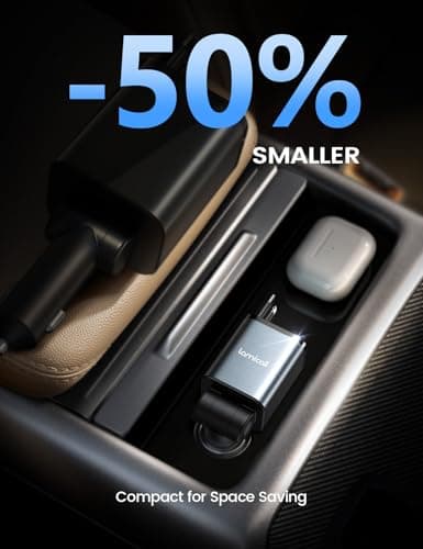 Lamicall 4 IN 1 Retractable Car Charger Adapter - [50% Smaller] [Voltage Display] 69W Cigarette Lighter USB Charger, Car Phone Charge with 2 Retractable Cable + USB-C & USB-A, 12V/24V Socket for Phone — view 4