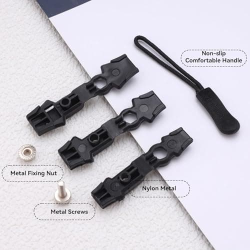 9 PCS Zipper Repair Kit,Black Universal Zipper Repairer,Slider Puller Replacement,Metal Zip Puller Zippe Pull,3 Sizes Instant Zippers Rescue Fix for #3#5#8 Zipper Luggage,for Jackets,Luggage,Zippers — view 5