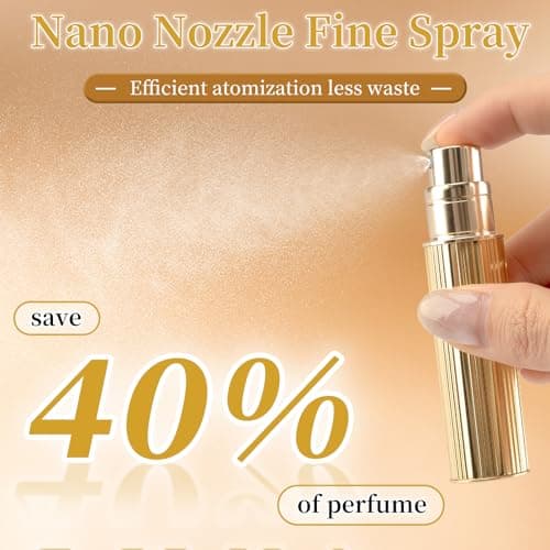 TonJin 5ml Travel Perfume Atomiser Refillable, Small Portable Empty Spray Bottle, Leakproof & Easy To Refill Perfume Decanter Cologne Dispenser for Women and Men(Gold) — view 5