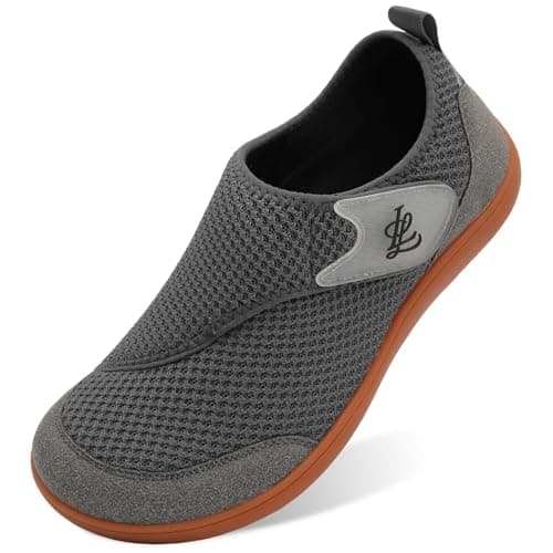 Walking Shoes Mens Wide Fit Barefoot Zero Drop Breathable Adjustable Trainers UK Grey Size 11 Wide