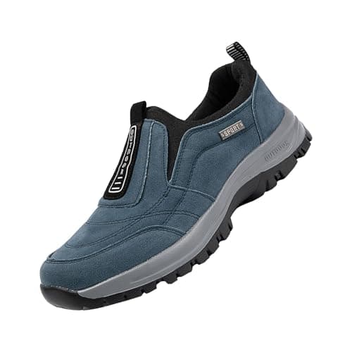 Orthopedic Shoes for Men,Mens Slip on Trainers,Slip on Walking Shoes with Arch Support,Lightweight Outdoor Hiking Trainers,Men's Waterproof Breathable Orthopedic Walking Hiking Trekking Footwear Blue — view 2