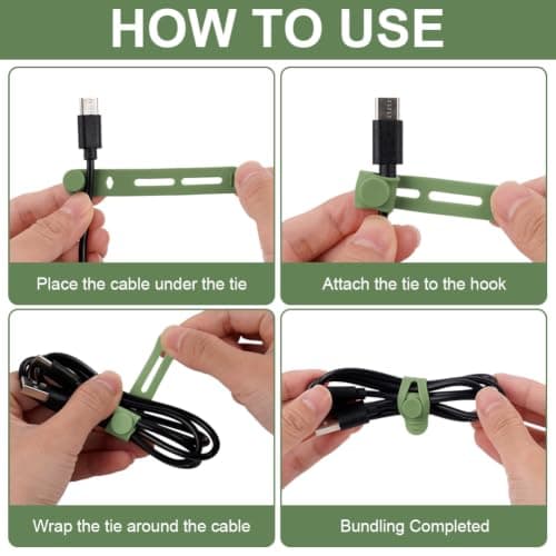 OFFCUP Silicone Cable Ties, 30pcs Reusable Cable Straps, Cord Organizers — view 4