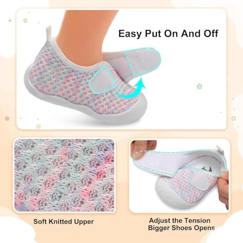 JIASUQI Baby Shoes Breathable Baby First Walking Shoes Wide Infant Sneakers Lightweight Barefoot Toddler Shoes(Colorful 128,12-18Months) — view 3