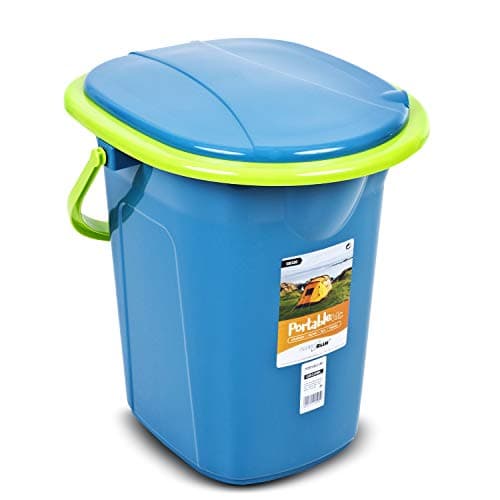 Green Blue GB320 Portable Toilet 19L Mobile Bucket Travel Lightweight Toilet For Hiking Campfire Grill Fishing Festivals Use (Turquoise/Lime)