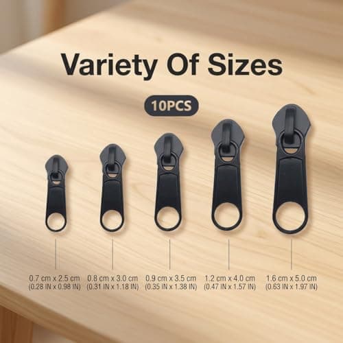 10 Pcs Zipper Pull Replacement, Universal Metal Zip Slider Repair Kit, Detachable Zipper Fixer for Luggage, Backpacks, Jackets, Coats, Jeans and Suitcases, No Tools Needed — view 2