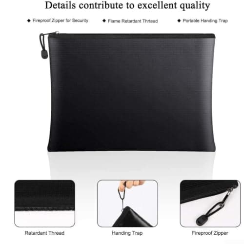 Fireproof Document Bag with Silicone Aluminum Foil, Waterproof File Storage for Important Papers, Contracts and Money, Heat Resistant Security Pouch for Home and Office(20X30CM) — view 3