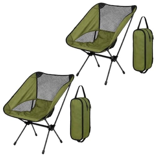 LOVETRENDS Lightweight Foldaway Camping Chairs Set of 2 Forest Green