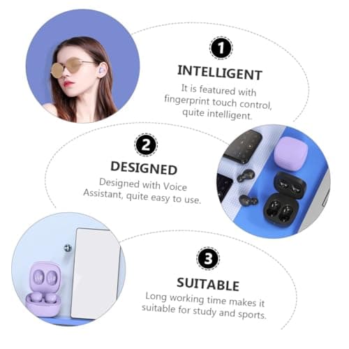 TEHAUX Wireless Earphones In-Ear Smart Wireless 5.0 Noise Cancelling Earbuds with Portable Lightweight Design for Sports and Study – ABS Material Comfortable Wearing — view 6